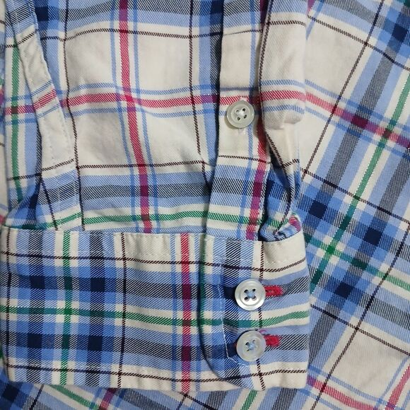 Talbots Women XL Plaid Metallic Stripes Button Up Long Sleeve Shirt - Picture 3 of 10